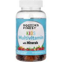 Doctor's Finest, Vaikiški multivitaminų guminukai su mineralais, vaisiais, 120 guminukų