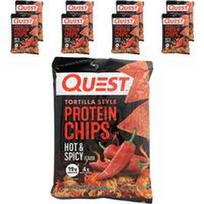 Quest Nutrition, Tortilijos stiliaus baltymų traškučiai, karšti ir aštrūs, 8 maišeliai, po 1,1 uncijos (32 g)