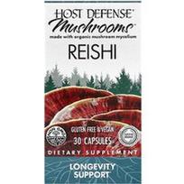 Host Defense, Grybai™, Reishi grybai, 30 kapsulių (0,5 g vienoje kapsulėje)