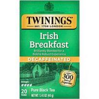 Twinings, Gryna juodoji arbata, airiški pusryčiai, be kofeino, 20 arbatos maišelių, 1.41 oz (40 g)