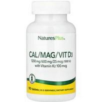 NaturesPlus, Cal/Mag/Vit D3 su vitaminu K2, 90 tablečių