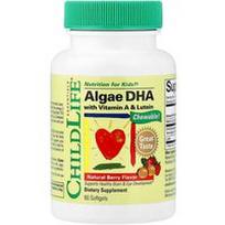 ChildLife Essentials, Dumbliai DHR su vitaminu A ir liuteinu, natūralios uogos, 60 minkštųjų gelių