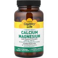 Country Life, Target-Mins®, kalcio ir magnio su vitamino D kompleksu, 120 veganiškų kapsulių