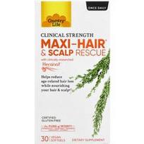 Country Life, „Maxi-Hair®“ ir galvos odos gelbėjimo priemonė, klinikinio stiprumo, 30 veganiškų minkštųjų kapsulių