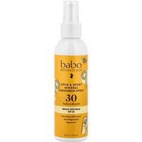 Babo Botanicals, Swim & Sport, Mineralinis purškiklis nuo saulės, SPF 30, 6 fl oz (177 ml)