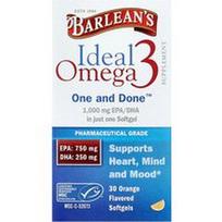 Barlean's, Idealus Omega 3, apelsinas, 30 minkštųjų kapsulių