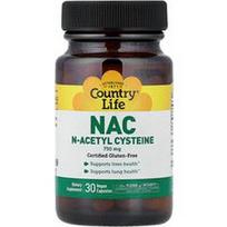 Country Life, NAC, 750 mg, 30 veganiškų kapsulių