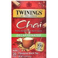 Twinings, Aromatizuota juodoji arbata, Chai, be kofeino, 20 arbatos maišelių, 1.41 oz (40 g)