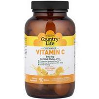Country Life, Kramtomos vitamino C tabletės, sultingo apelsino skonio, 90 vaflių