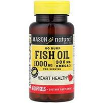 Mason Natural, Žuvų taukai be atsirūgimo, 90 minkštųjų kapsulių (500 mg vienoje minkštojoje kapsulėje)