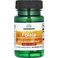 Swanson Vitamins, Folio rūgštis, 30 daržovių dangtelių (680 mcg DFE vienam dangteliui)