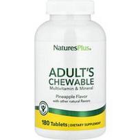 NaturesPlus, Kramtomosios multivitaminų ir mineralų tabletės suaugusiesiems, ananasų skonio, 180 tablečių