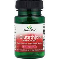 Swanson Vitamins, L-glutationas su CoQ10, 30 veganiškų dangtelių