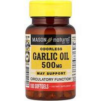 Mason Natural, Bekvapis česnakų aliejus, 500 mg, 100 minkštųjų kapsulių