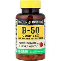 Mason Natural, Vitamino B-50 kompleksas, 100 tablečių