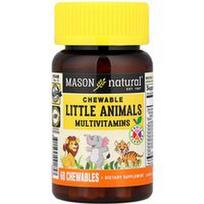 Mason Natural, Kramtomi „Little Animals“ multivitaminai, vaisių skonio, 60 kramtomųjų tablečių