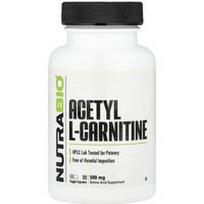 NutraBio, Acetil-L-karnitinas, 500 mg, 90 vegetariškų kapsulių