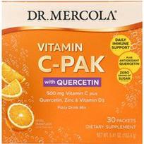 Dr. Mercola, Vitaminas C-PAK su kvercetinu, natūralus apelsinas, 30 pakelių po 0,18 uncijos (5,12 g)
