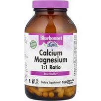 Bluebonnet Nutrition, Kalcio ir magnio santykis 1:1, 180 augalinių kapsulių