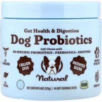 Natural Dog Company, Šunų probiotikai, žarnyno sveikata ir virškinimas, Šunims, bet kokio amžiaus, 45 minkšti kramtomieji kąsniai, 8 uncijos (225 g)