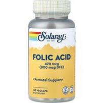 Solaray, Folio rūgštis, 470 mcg (800 mcg DFE), 100 daržovių kapsulių