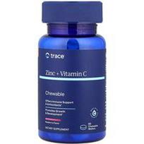 Trace, Cinko + vitamino C kramtomieji, avietiniai, 60 kramtomųjų vaflių