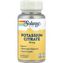 Solaray, Kalio citratas, 99 mg, 60 daržovių kapsulių