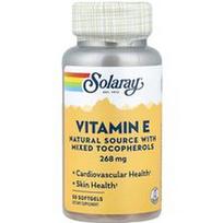Solaray, Vitaminas E, 50 minkštųjų kapsulių