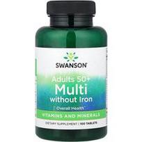 Swanson Vitamins, Suaugusiesiems nuo 50 metų, multivitaminai be geležies, 100 tablečių