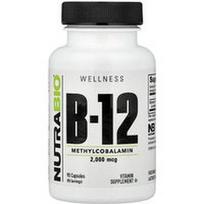NutraBio, Vitaminas B-12, 2 000 mcg, 90 kapsulių