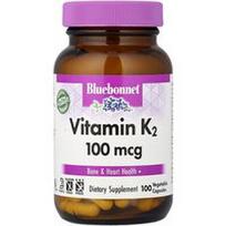 Bluebonnet Nutrition, Vitaminas K2, 100 mcg, 100 daržovių kapsulių