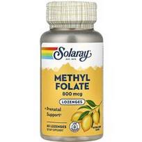 Solaray, Metilfolatas, citrinų skonio, 800 mcg, 60 pastilių