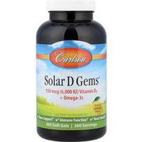 Carlson, Solar D Gems® , vitaminas D3 + omega-3, natūrali citrina, 360 minkštų gelių