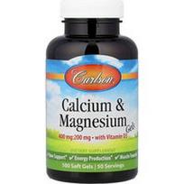 Carlson, Kalcio ir magnio geliai su vitaminu D3, 100 minkštų gelių