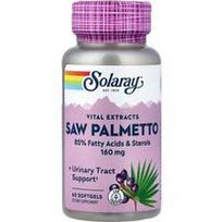 Solaray, Gyvybiniai ekstraktai, sabalpalmės, 160 mg, 60 minkštųjų kapsulių