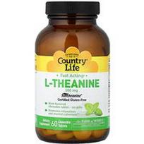 Country Life, L-teaninas, mėtų skonio, 100 mg, 60 kramtomųjų tablečių