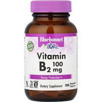 Bluebonnet Nutrition, Vitaminas B2, 100 mg, 100 augalinių kapsulių