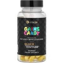 ALPHA LION, „Gains Candy“, „Gluco Vantage®“, 60 kapsulių (100 mg vienoje kapsulėje)