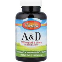 Carlson, Vitaminas A ir D, 250 minkštųjų kapsulių