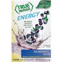 True Citrus, „True Lemon®“, energija, mėlynių acai uogos, 6 pakeliai po 0,095 uncijos (2,7 g)