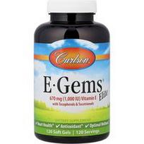 Carlson, E-Gems® Elite, vitaminas E su tokoferoliais ir tokotrienoliais, 120 minkštųjų kapsulių