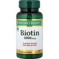 Nature's Bounty, Biotinas, 5000 mcg, 72 greito atpalaidavimo minkštosios kapsulės