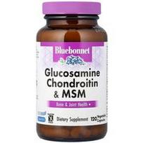 Bluebonnet Nutrition, Gliukozamino chondroitinas ir MSM, 120 daržovių kapsulių