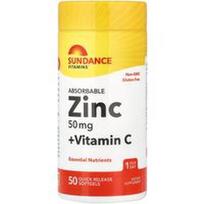 Sundance Vitamins, Absorbuojamas cinkas + vitaminas C, 50 greito atpalaidavimo minkštųjų gelių
