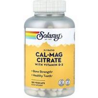Solaray, Kalcio-magnio citratas su vitaminu D-2, 180 daržovių kapsulių