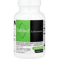 DaVinci Laboratories, Virškinimo fermentai kramtomi su prebiotikais + probiotikais, vyšnios, 90 kramtomųjų tablečių