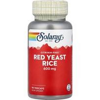 Solaray, Raudonųjų mielių ryžiai, 600 mg, 90 daržovių kapsulių