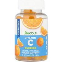 Lifeable, Vitamino C guminukai, citrusiniai vaisiai, 60 guminukų (125 mg viename guminuke)