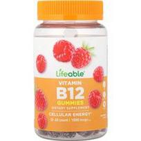 Lifeable, Vitamino B12 guminukai, aviečių skonio, 60 guminukų (500 mg viename guminuke)