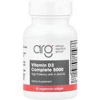 Allergy Research Group, Vitaminas D3 Complete 5000, 60 vegetariškų minkštųjų kapsulių